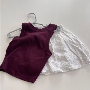 Girls' Ribbed Burgundy Tank Top with Joe Fresh White Eyelet Skirt